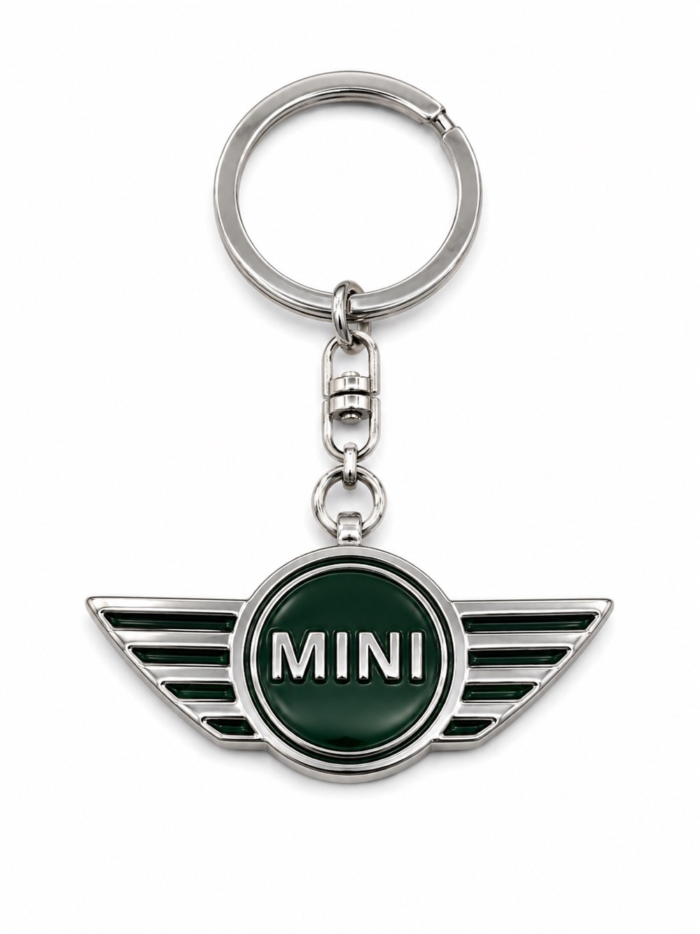 MINI Wing Logo Keychain in Dark Green and Silver